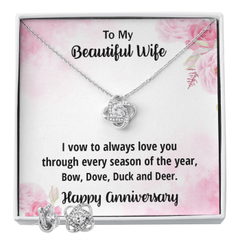 Anniversary Gift for Wife from a Hunter Husband CZ Necklace and Earring Set