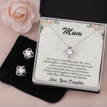 To Mum Love Daughter CZ Pendant Necklace and Earring Set Gift Box