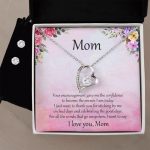Gift for Mom Unspoken Words Forever Love Heart Pendant Necklace and Earring Set
