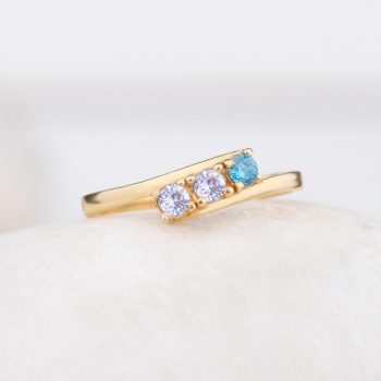 1-4 Birthstone Order Family Ring, Mother Ring Gift, 925K Silver Dainty Ring, Personalized Gift for Her, Christmas Gift, Curved Style Ring