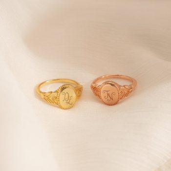 Initial Letter Signet Ring, Personalized Initial Ring, Name Monogram Ring, Customized Jewelry for Mom,  Anniversary Gifts, Birthday Gift