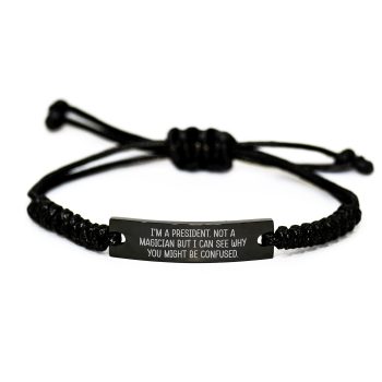 Funny President Rope Bracelet Gifts from Men to President Friends, Unique Christmas Unique Gifts for President, Rope Bracelet with President Quote, Adjustable Rope President Bracelet