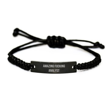 Funny Analyst Rope Bracelet Gifts for Men, Christmas Unique Gifts from Friends and Family, Amazing F--king Analyst Quote Rope Bracelet for Analyst, Adjustable Black Rope Bracelet